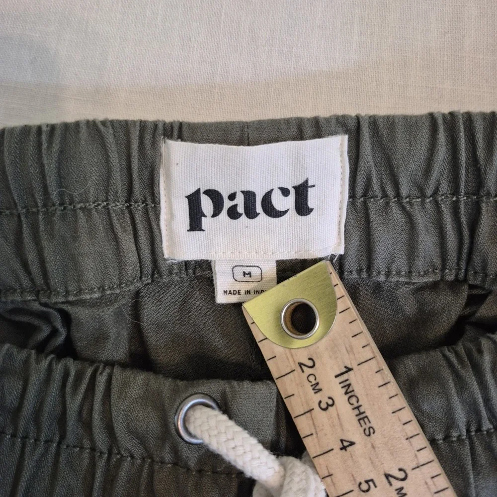 Pact Organic Cotton Stretch Pants Women's M Olive Drawstring Utility Sustainable - Picture 3 of 9